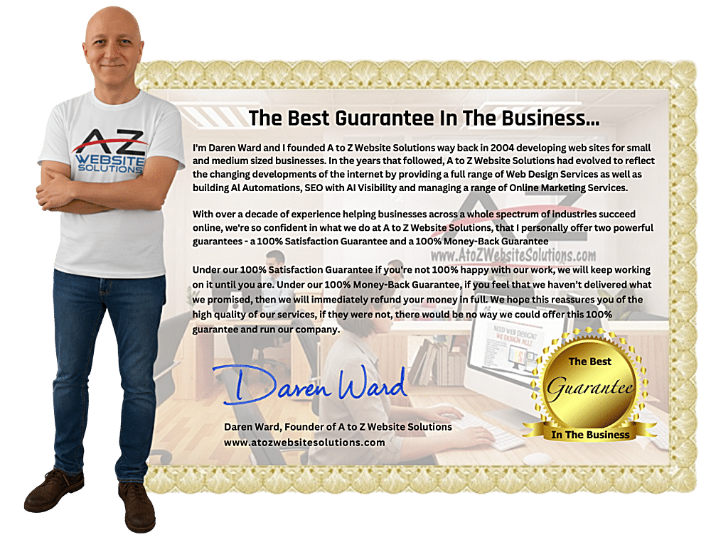 A to Z Website Solutions guarantee certificate
