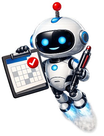 Appointment booking automation mascot with calendar