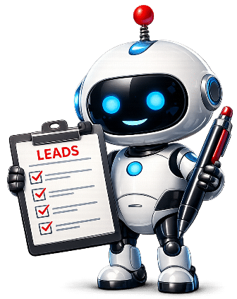 Lead qualification automation mascot reviewing an enquiry