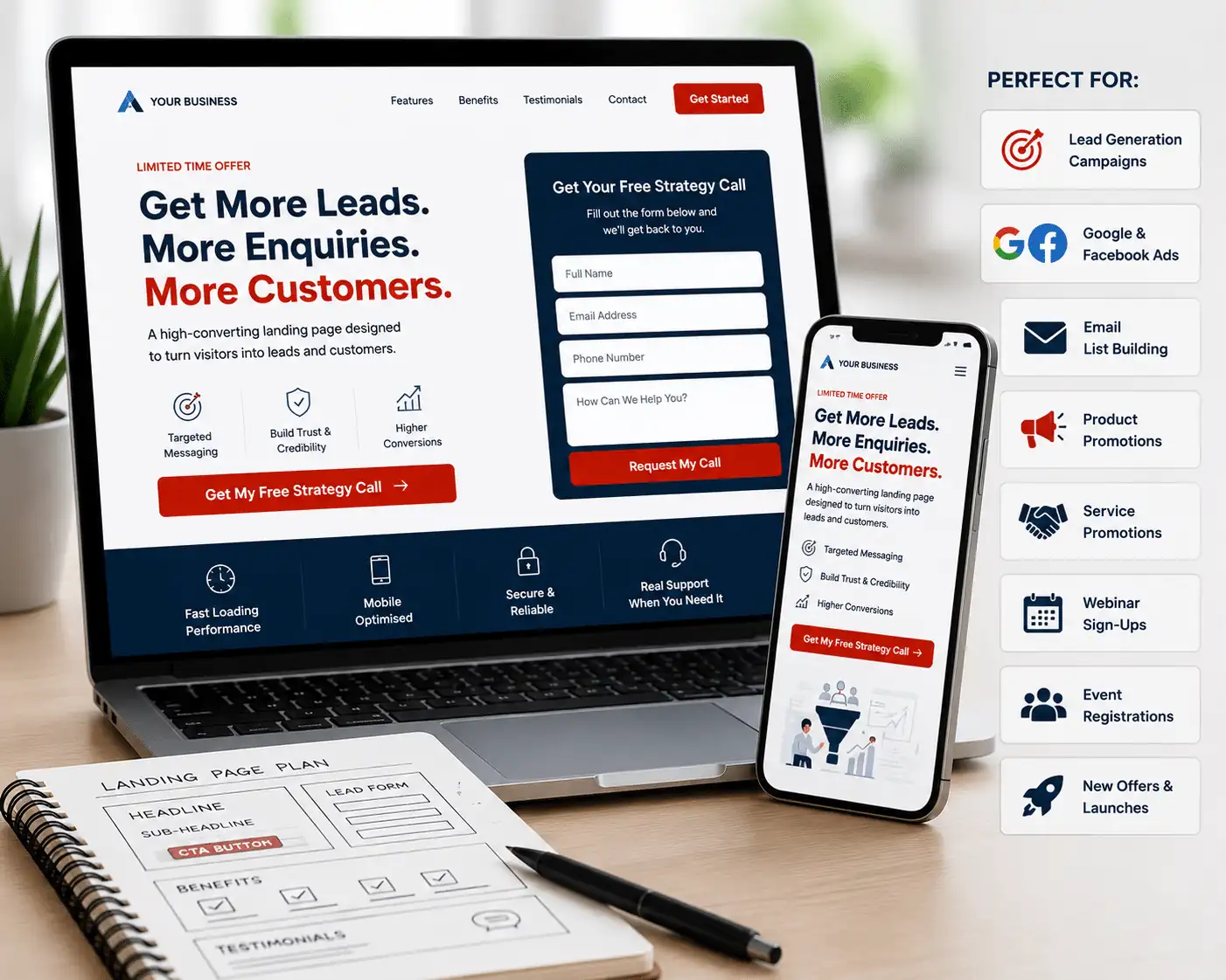 Landing page design service built to generate more customers