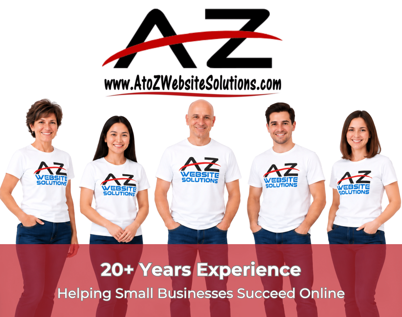 A to Z Website Solutions team collaborating around a laptop in a modern office, planning website design, SEO, AI visibility, and digital marketing strategies