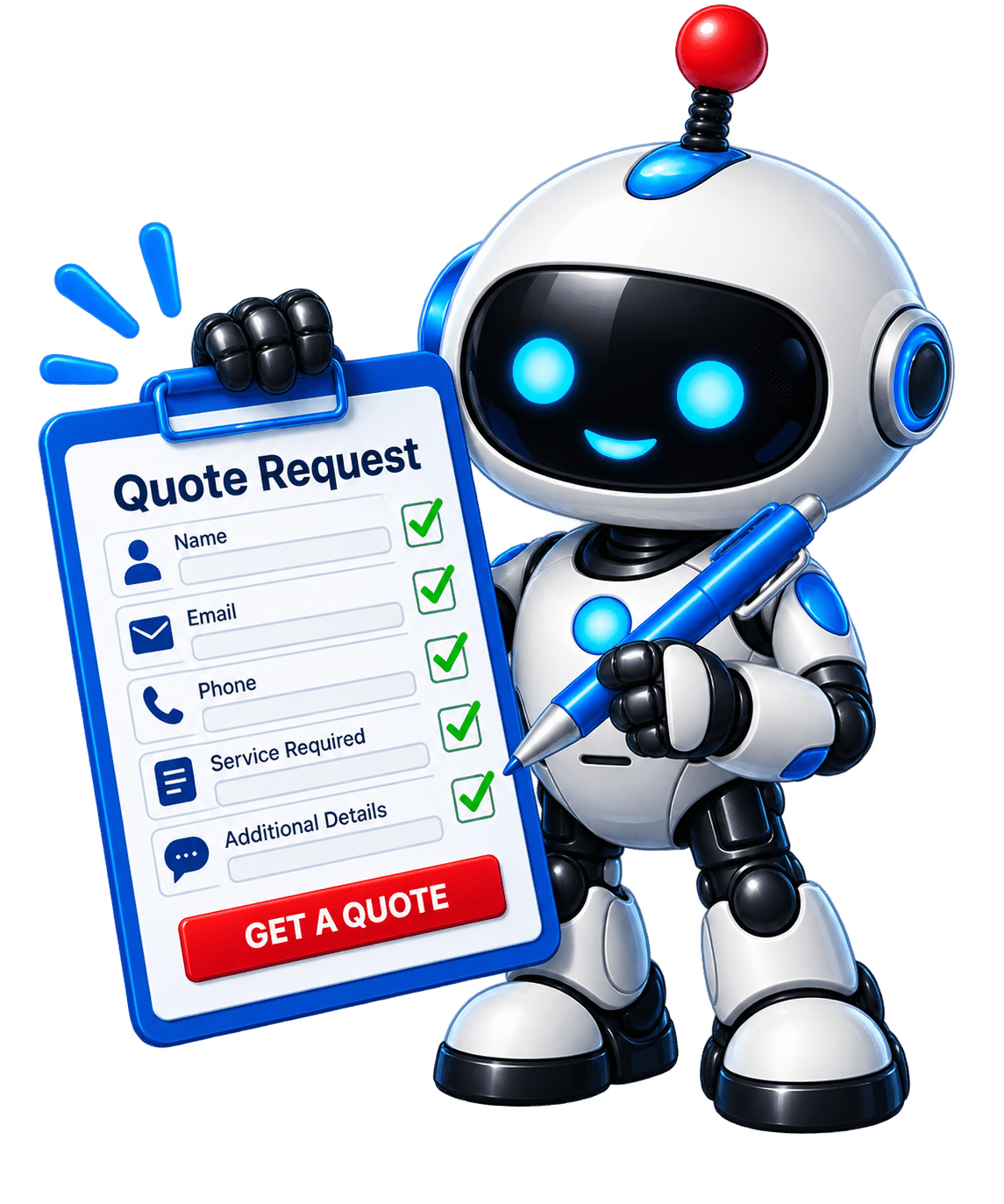 Quote request automation mascot collecting quotation details
