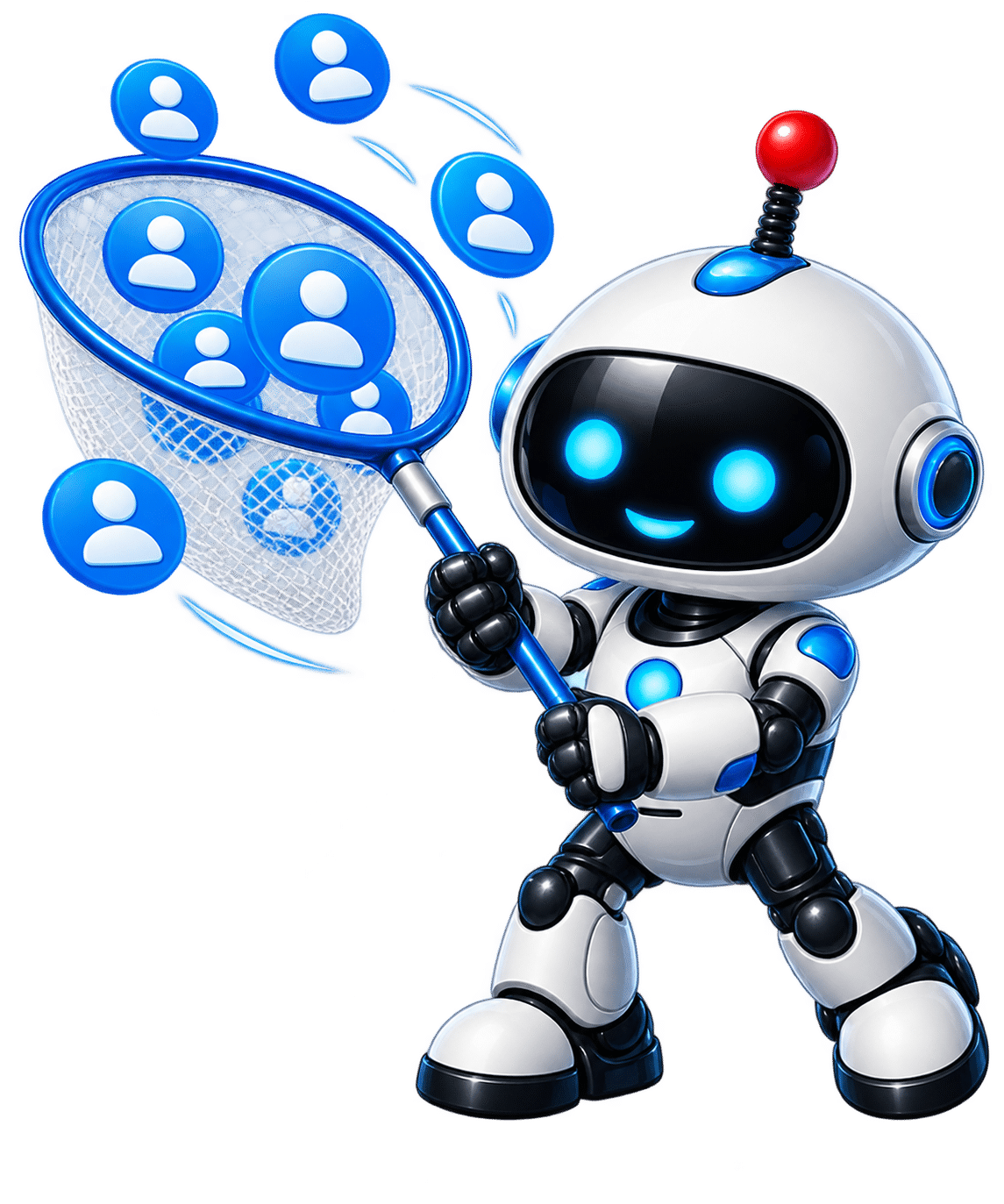 Lead capture automation mascot collecting website leads