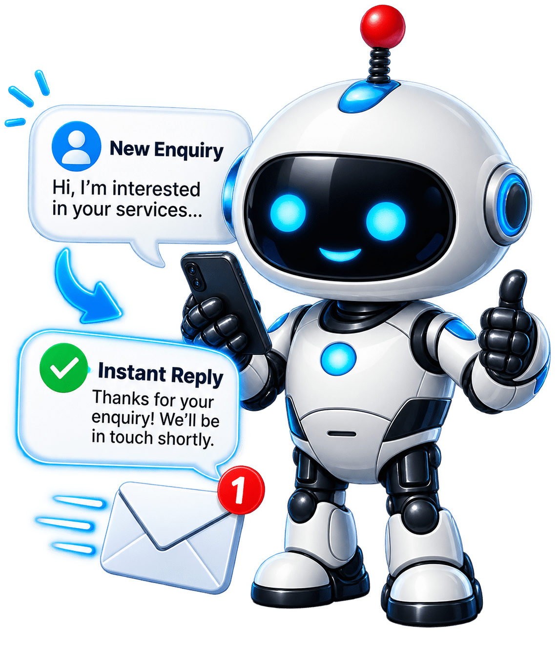 Instant enquiry response automation mascot