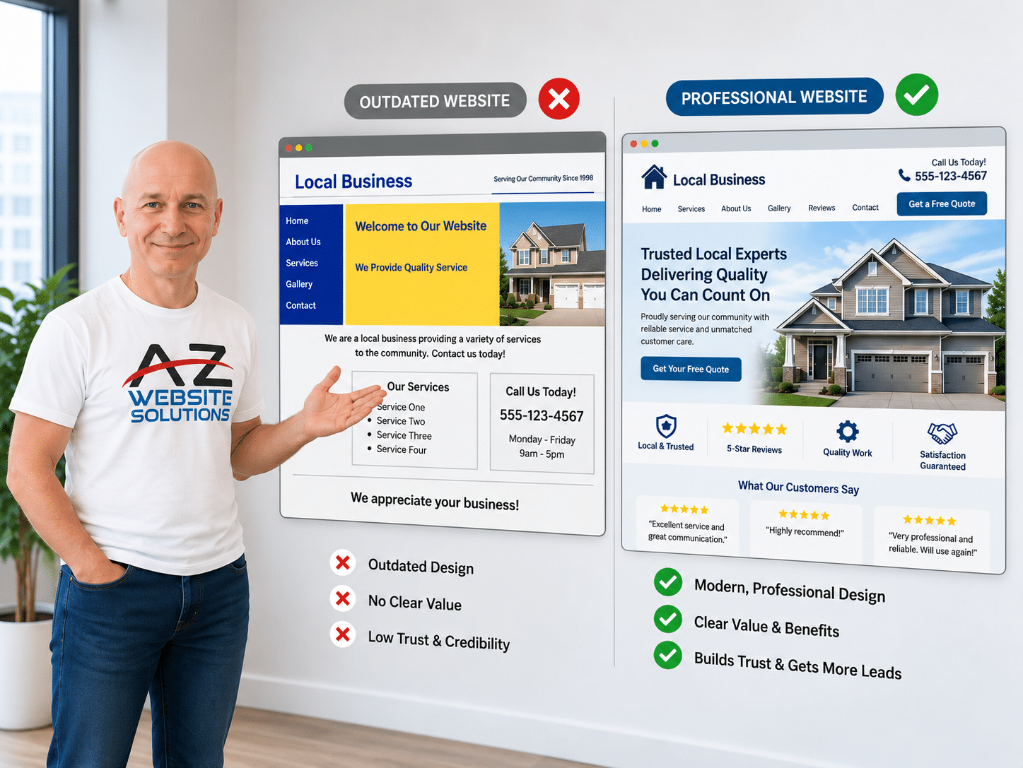Professional local business website first impression