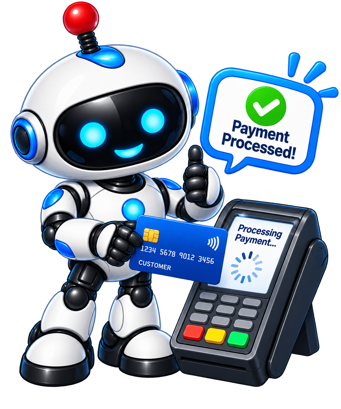 Payment and deposit automation mascot processing payment